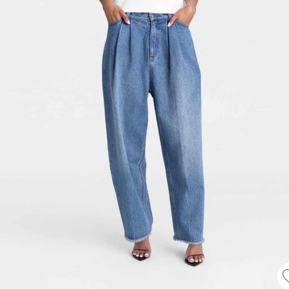 KBB BY KAHLANA HIGH RISE BARREL LEGTHE DENIM JEANS MEDIUM WASH SIZE 4 NEW
